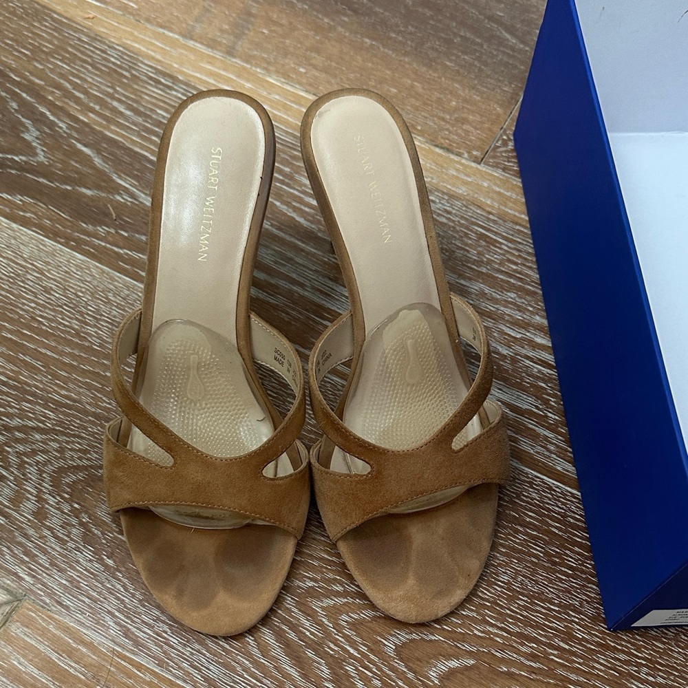 Stuart Weitzman Tan Slide Sandals